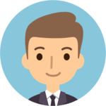An avatar of a man in a business suit.